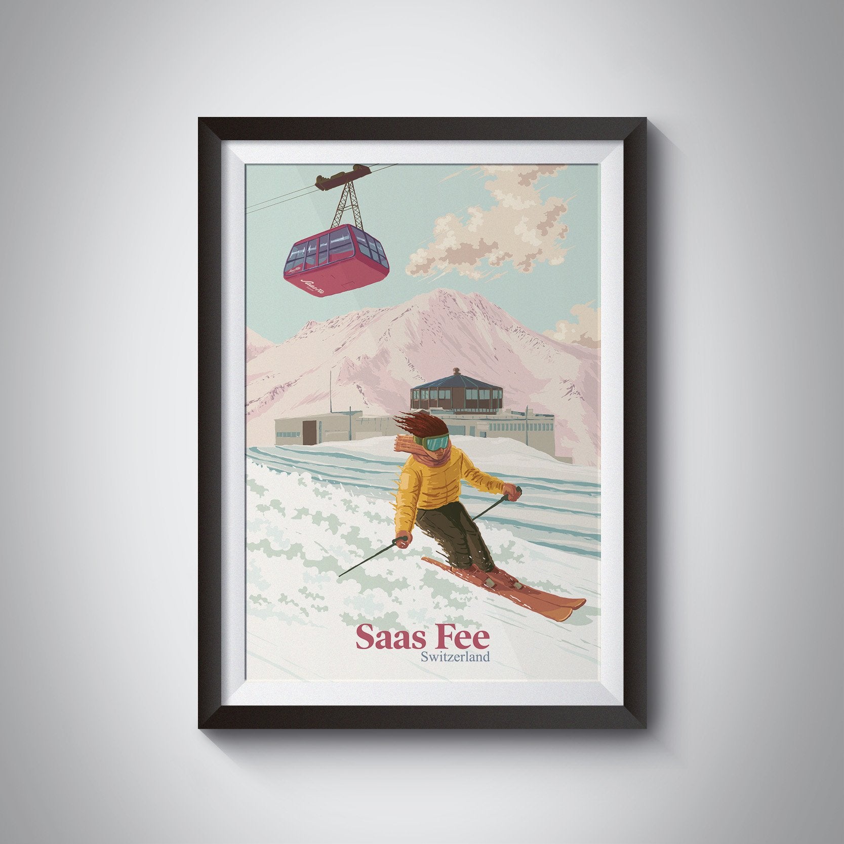 Saas Fee Switzerland Ski Resort Travel Poster