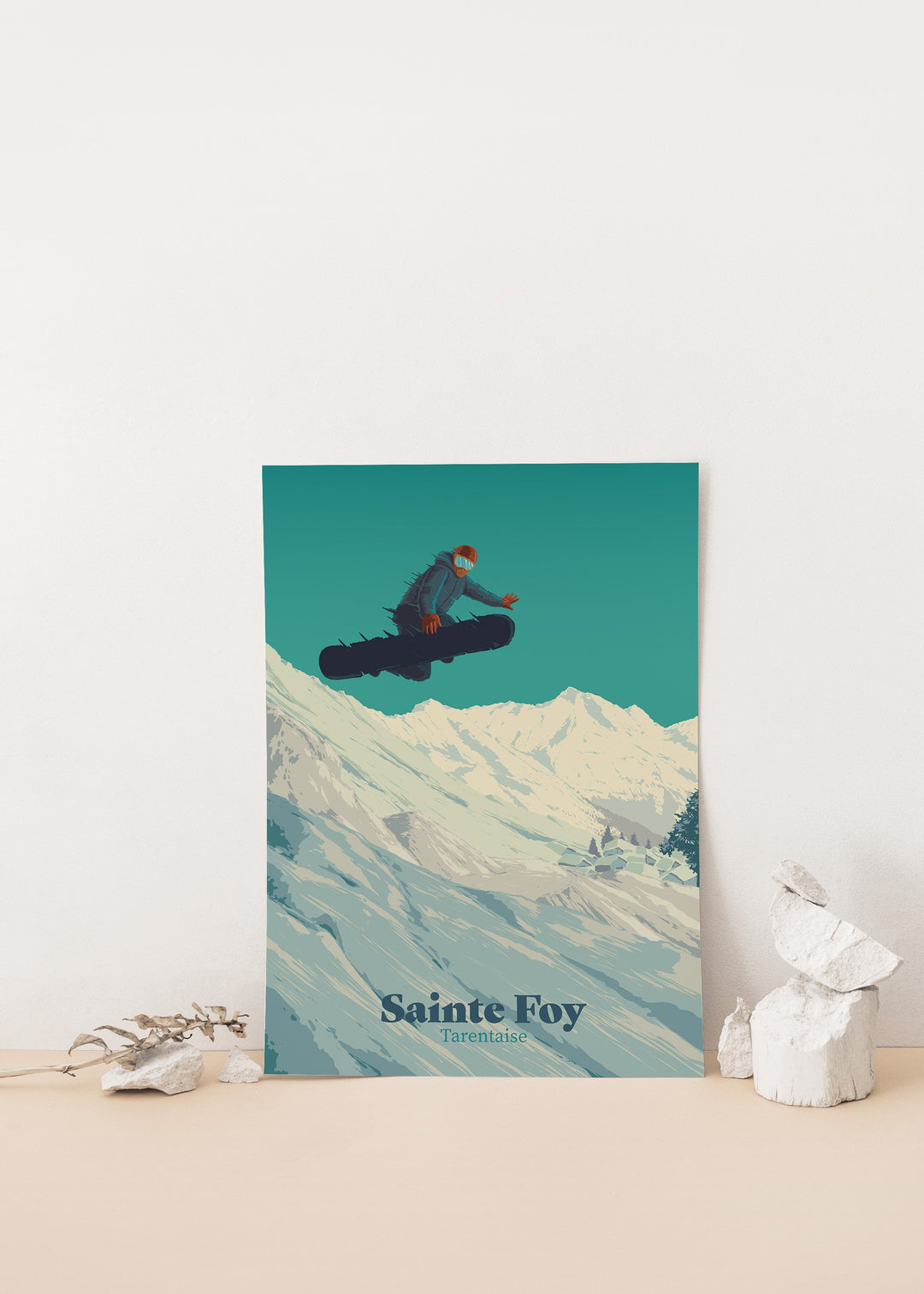 Sainte Foy Tarentaise Snowboarding Travel Poster