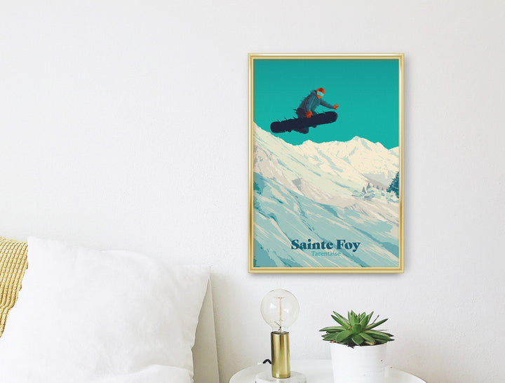 Sainte Foy Tarentaise Snowboarding Travel Poster