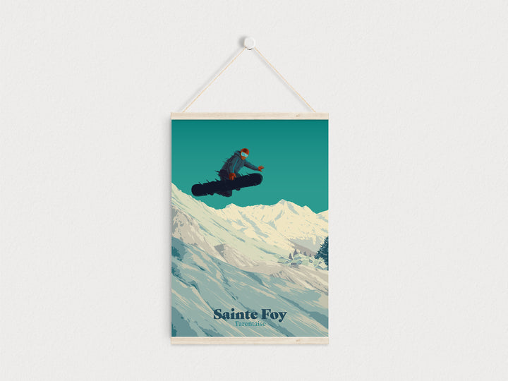 Sainte Foy Tarentaise Snowboarding Travel Poster