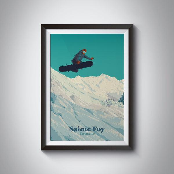 Sainte Foy Tarentaise Snowboarding Travel Poster