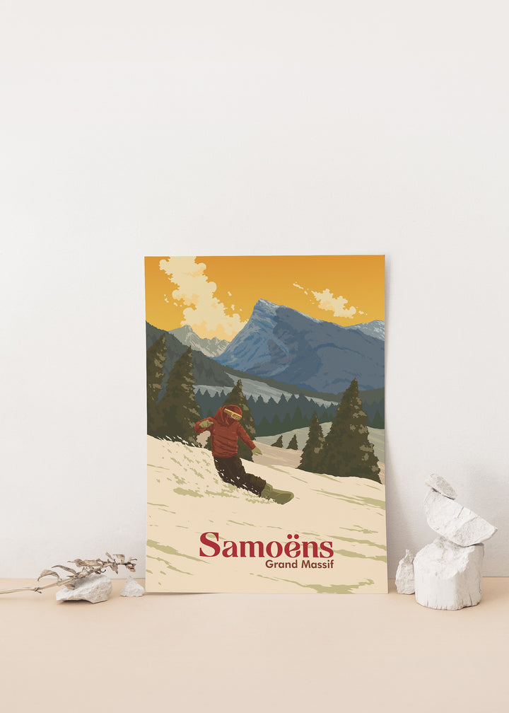 Samoens Snowboarding Travel Poster