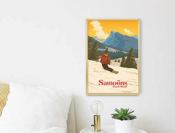Samoens Snowboarding Travel Poster