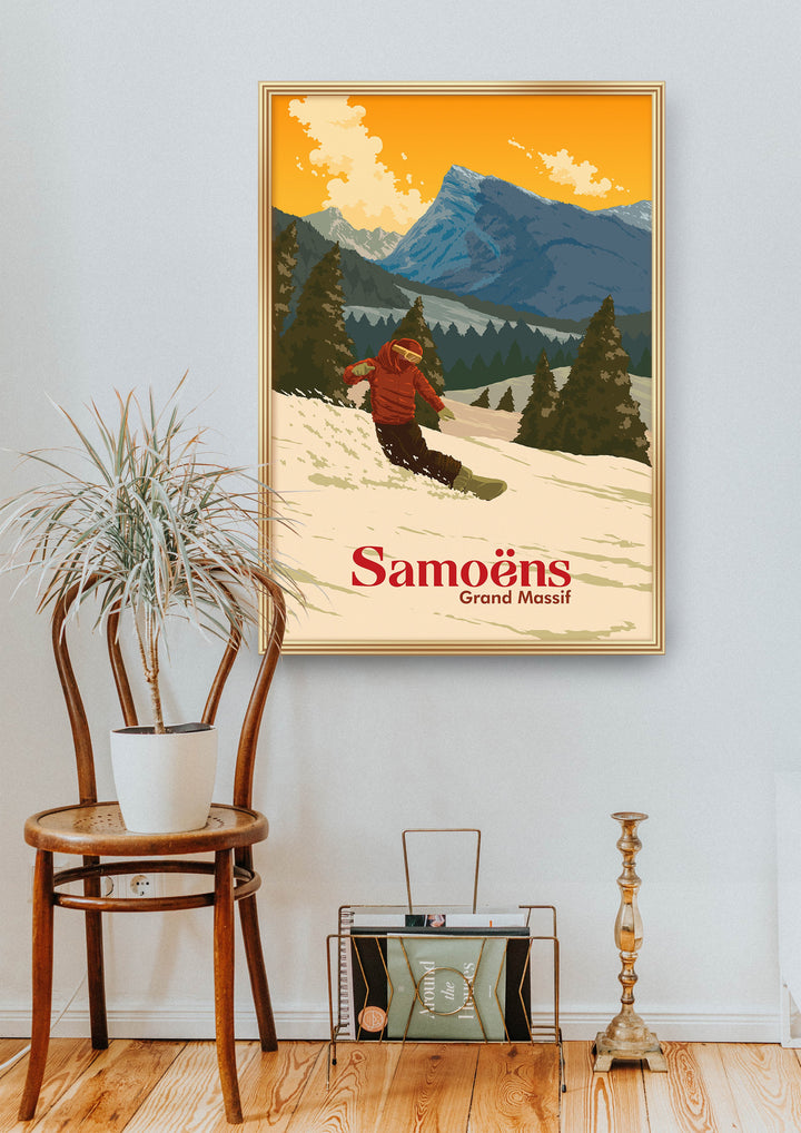 Samoens Snowboarding Travel Poster