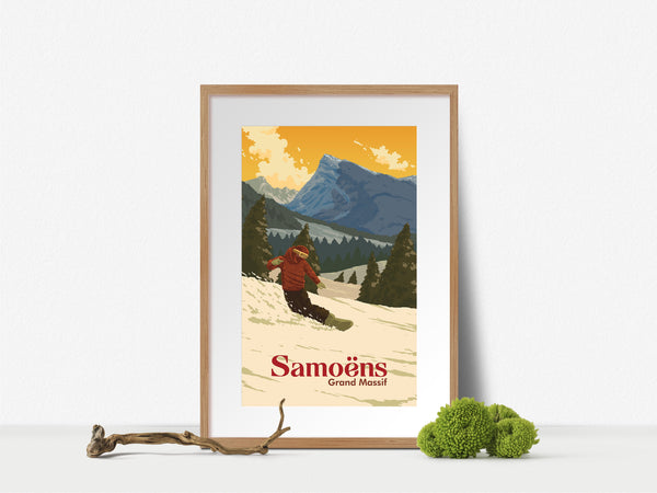 Samoens Snowboarding Travel Poster