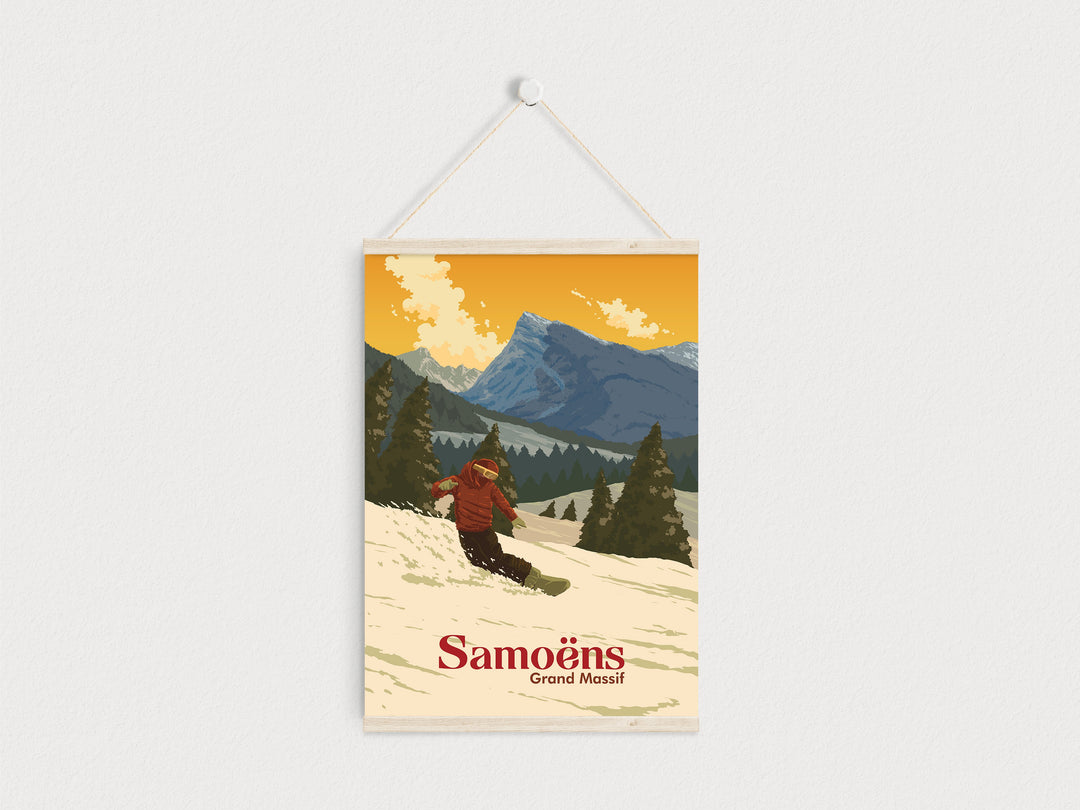 Samoens Snowboarding Travel Poster