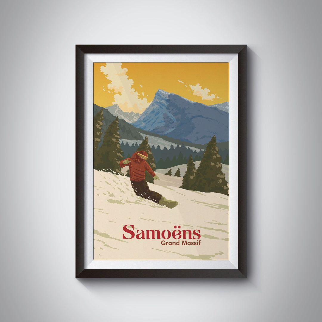 Samoens Snowboarding Travel Poster