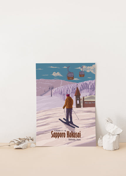 Sapporo Kokusai Japan Ski Resort Travel Poster
