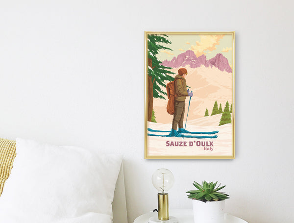 Sauze d'Oulx Ski Resort Travel Poster