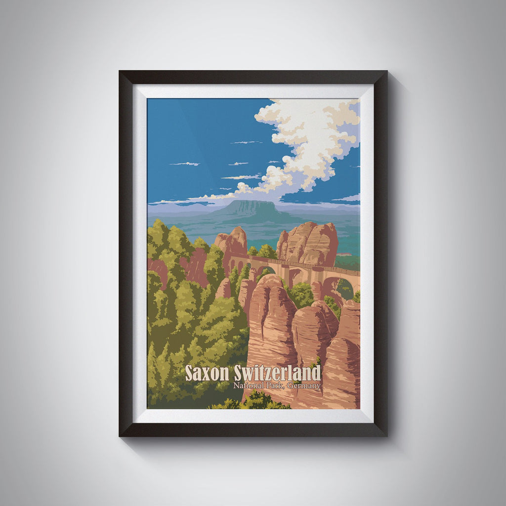 Saxon Switzerland National Park Germany Travel Poster – Bucket List Prints