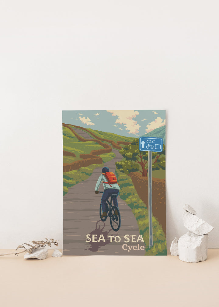 Sea to Sea, C2C, Coast to Coast Cycling Travel Poster