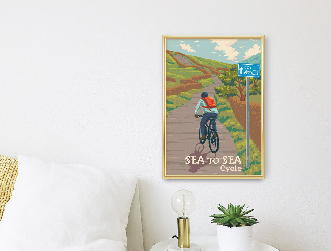 Sea to Sea, C2C, Coast to Coast Cycling Travel Poster