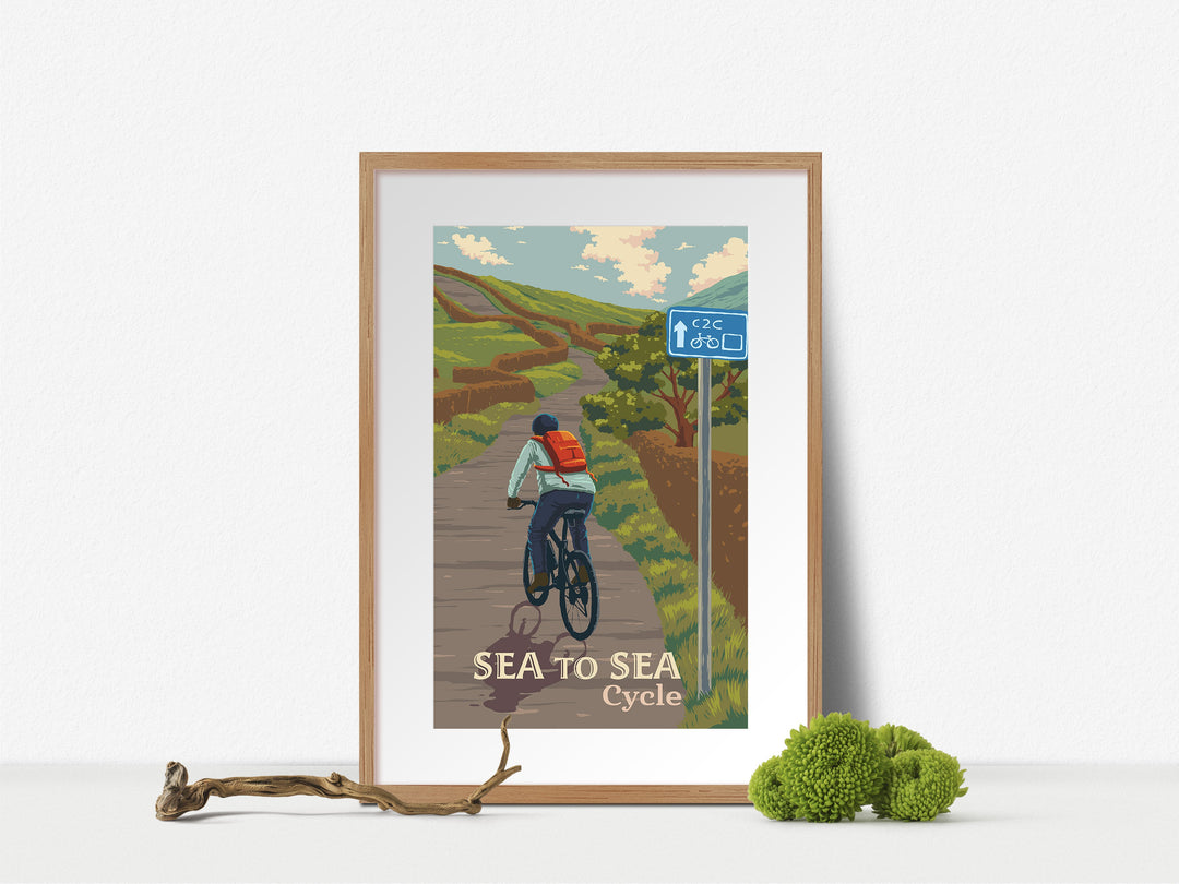 Sea to Sea, C2C, Coast to Coast Cycling Travel Poster