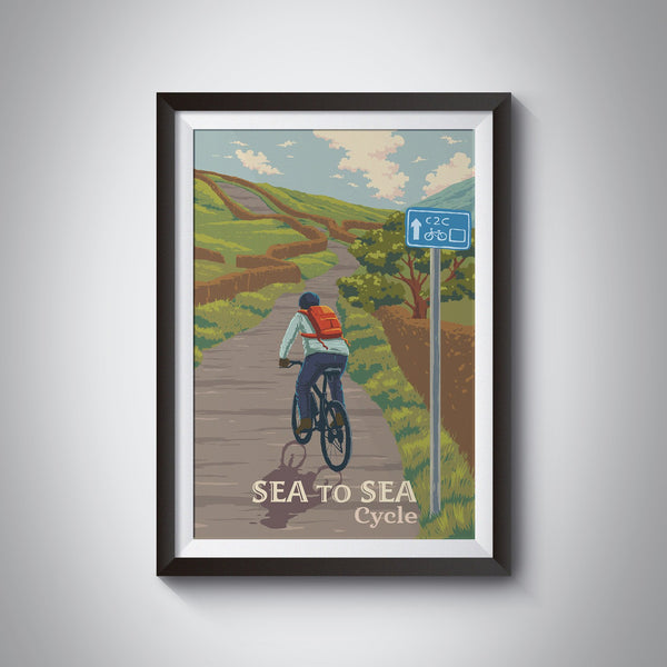 Sea to Sea, C2C, Coast to Coast Cycling Travel Poster