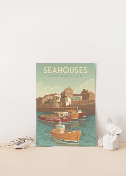 Seahouses Northumberland Travel Poster