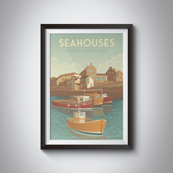 Seahouses Northumberland Travel Poster