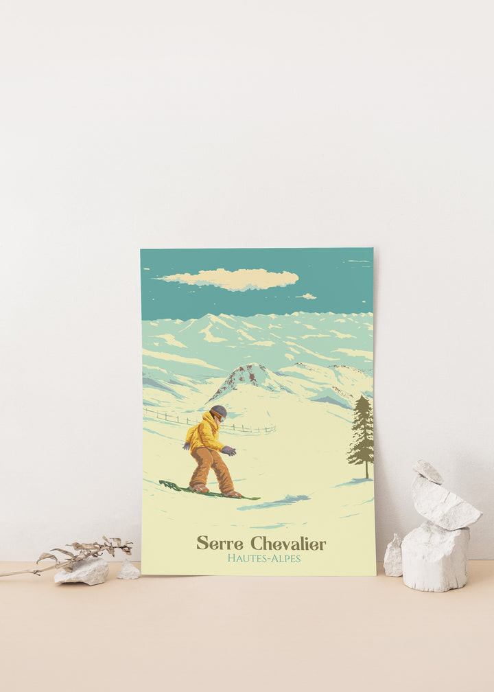 Serre Chevalier Snowboarding Travel Poster