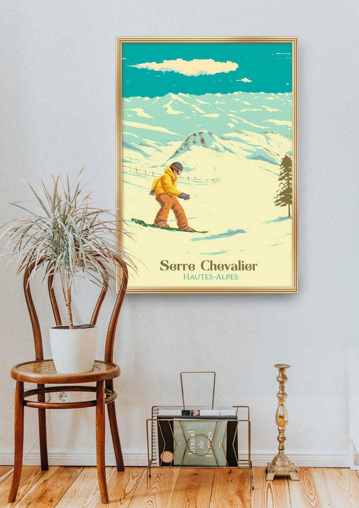 Serre Chevalier Snowboarding Travel Poster