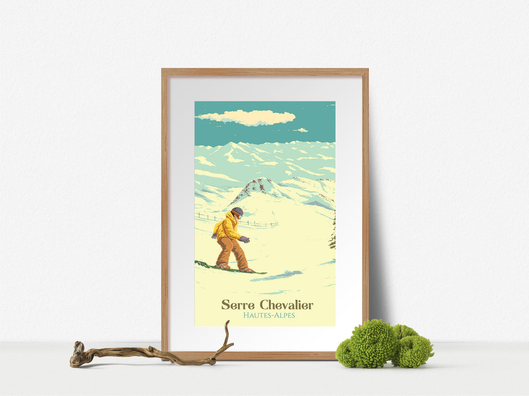 Serre Chevalier Snowboarding Travel Poster