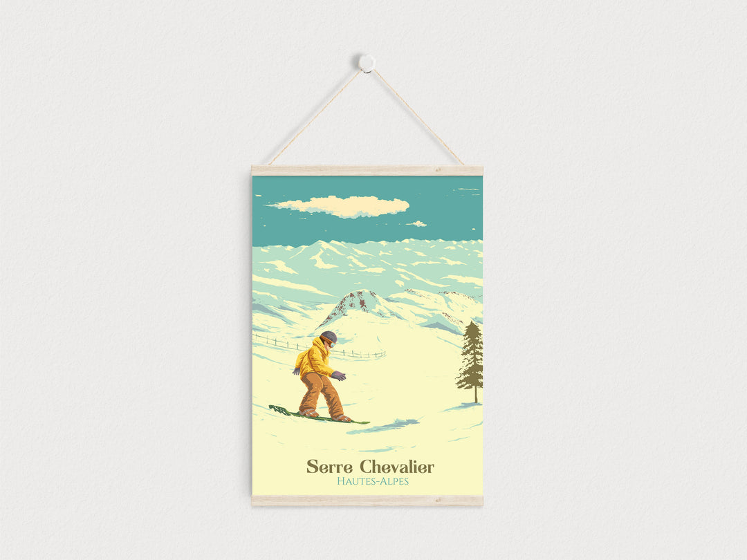 Serre Chevalier Snowboarding Travel Poster