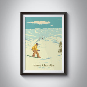 Serre Chevalier Snowboarding Travel Poster
