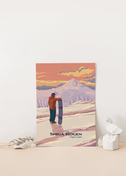 Shiga Kogen Japan Snowboarding Travel Poster