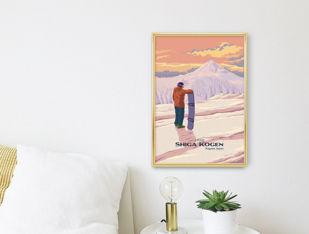 Shiga Kogen Japan Snowboarding Travel Poster