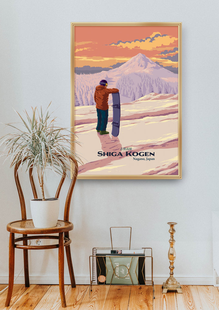 Shiga Kogen Japan Snowboarding Travel Poster