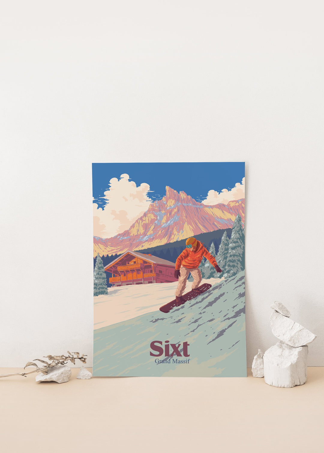 Sixt Snowboarding Travel Poster