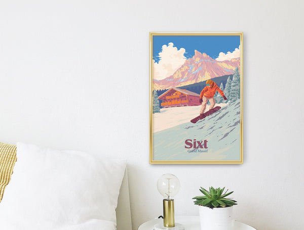 Sixt Snowboarding Travel Poster