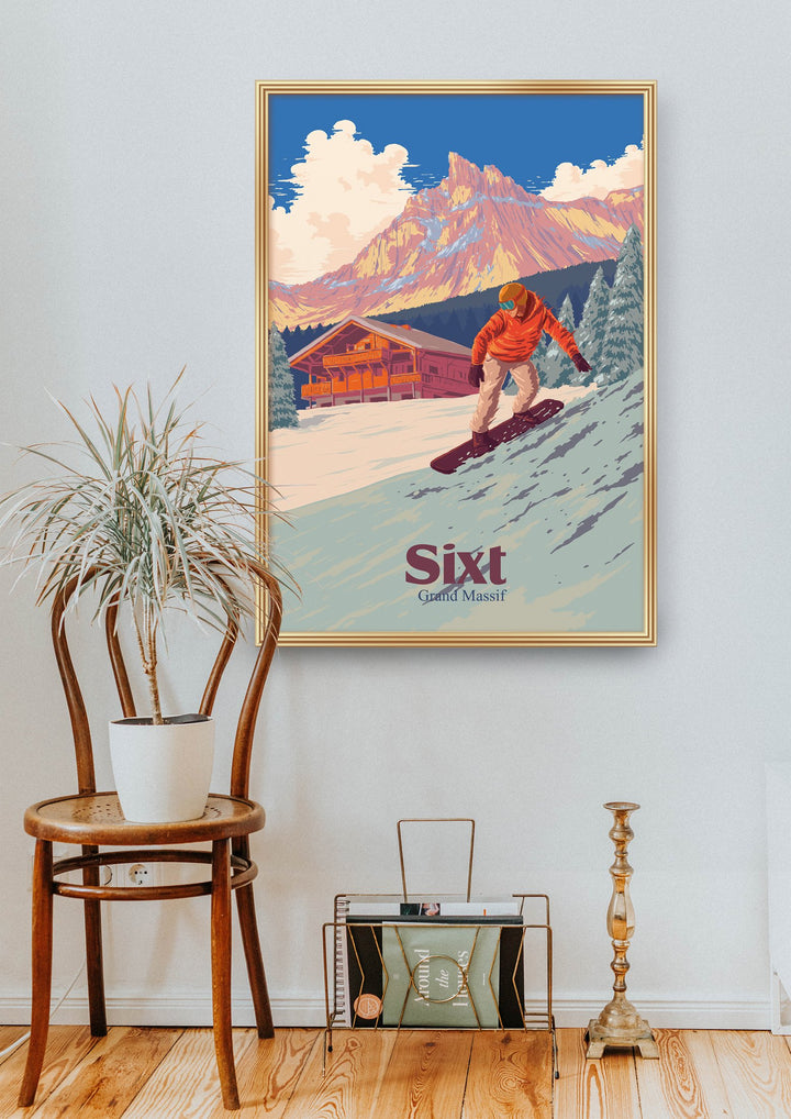 Sixt Snowboarding Travel Poster