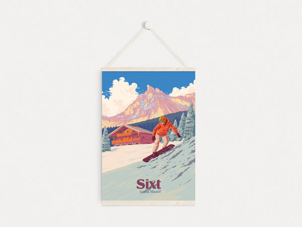 Sixt Snowboarding Travel Poster