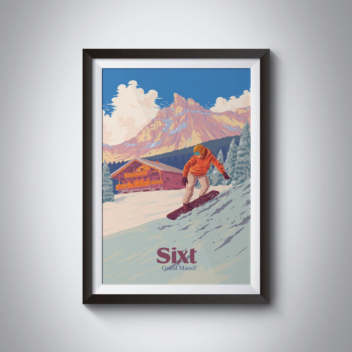 Sixt Snowboarding Travel Poster