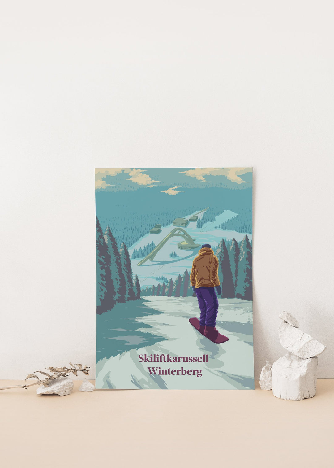 Skiliftkarussell Winterberg Germany Snowboarding Travel Poster