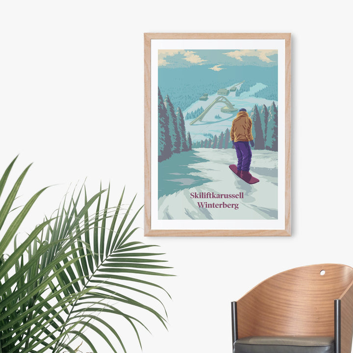 Skiliftkarussell Winterberg Germany Snowboarding Travel Poster