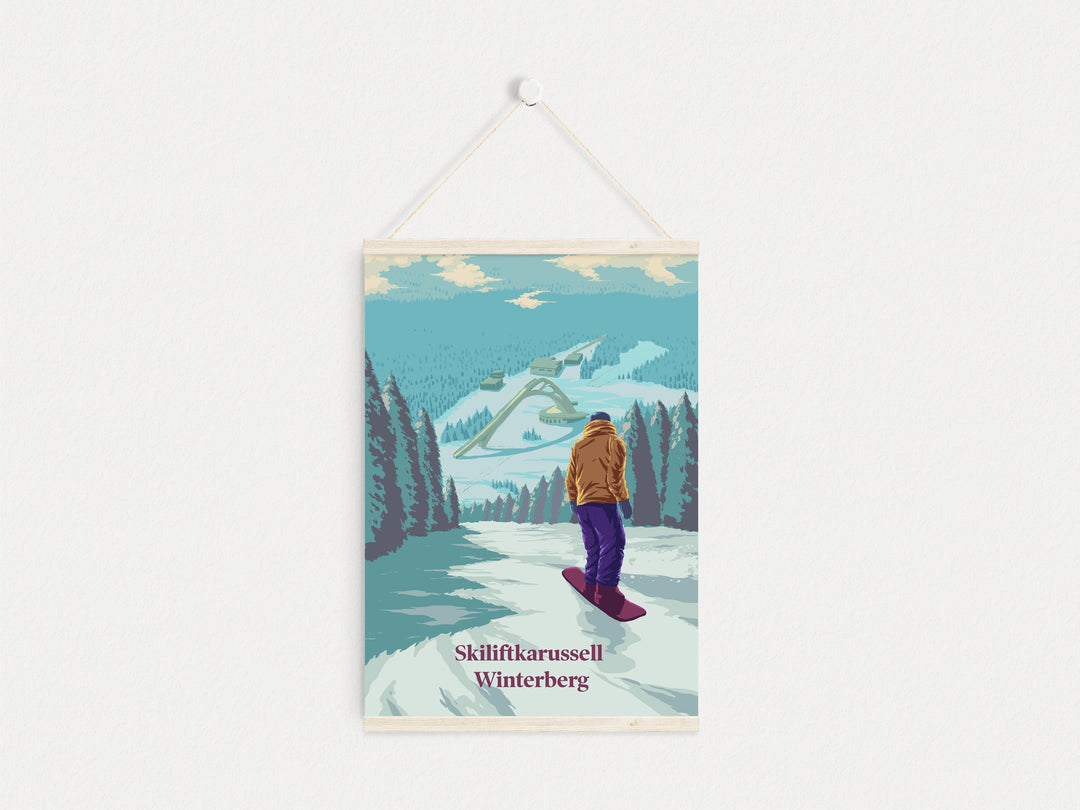 Skiliftkarussell Winterberg Germany Snowboarding Travel Poster