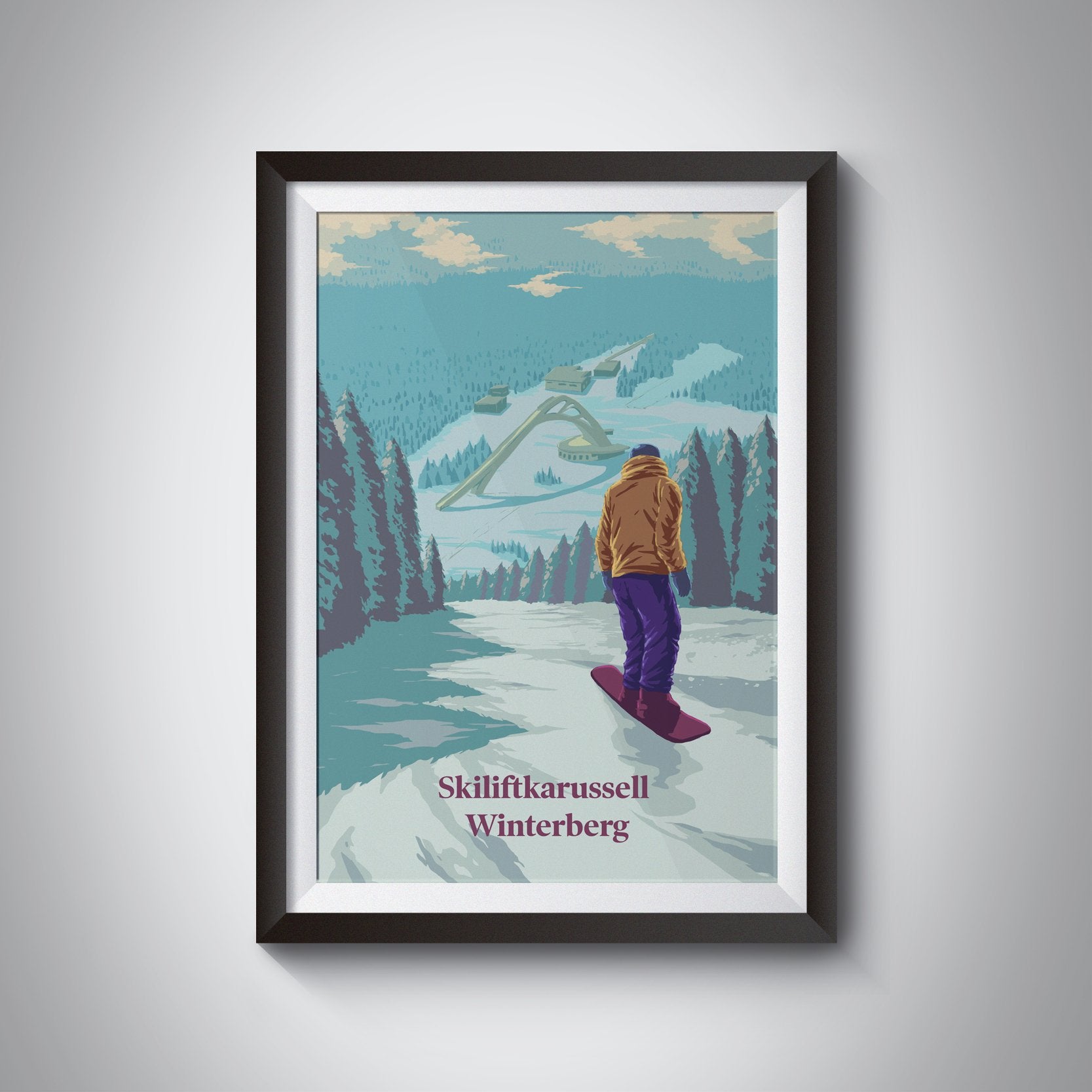Skiliftkarussell Winterberg Germany Snowboarding Travel Poster