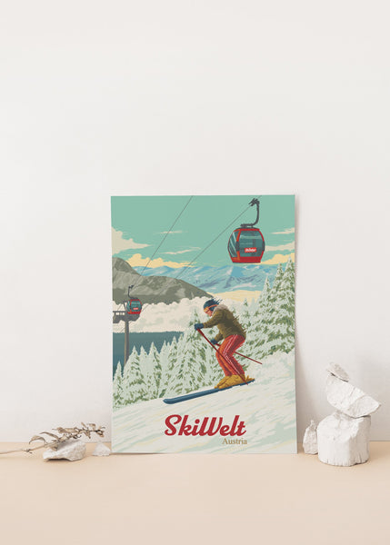 SkiWelt Austria Ski Resort Travel Poster