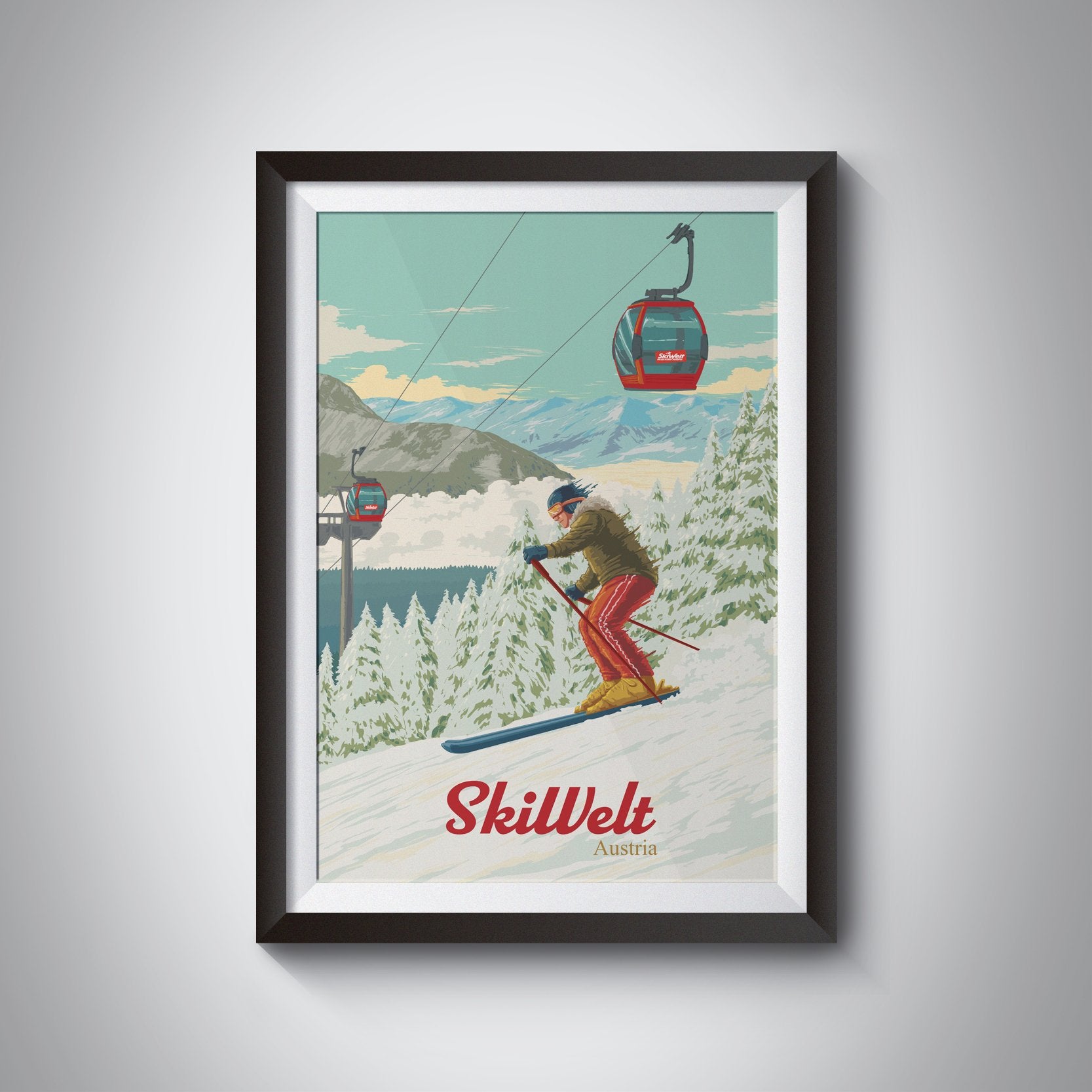 SkiWelt Austria Ski Resort Travel Poster