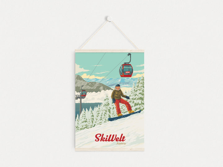 SkiWelt Austria Snowboarding Travel Poster