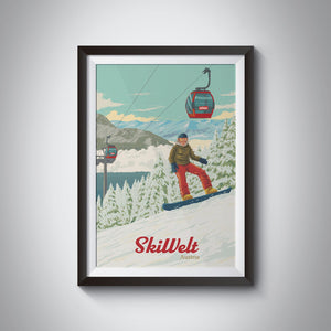 SkiWelt Austria Snowboarding Travel Poster