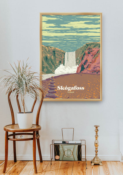 Skogafoss Iceland Travel Poster