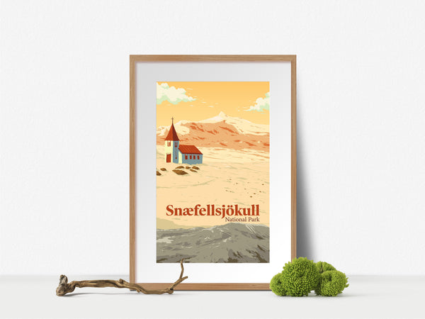Snaefellsjokull National Park Iceland Travel Poster