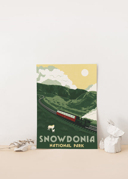 Snowdonia National Park Travel Poster Green