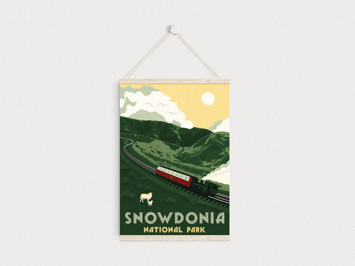 Snowdonia National Park Travel Poster Green