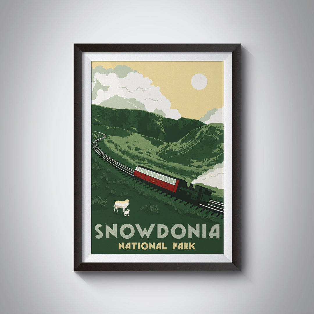 Snowdonia National Park Travel Poster Green