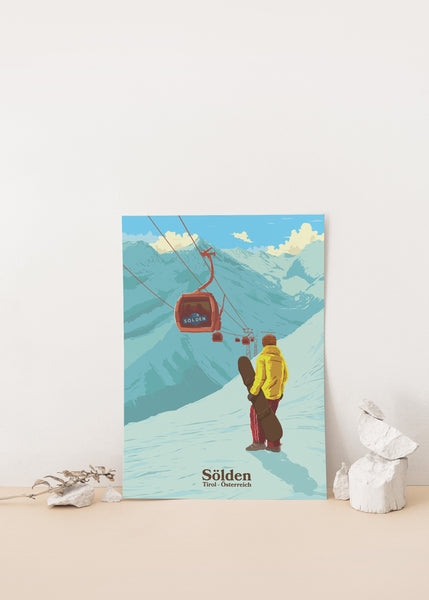 Solden Snowboarding Travel Poster