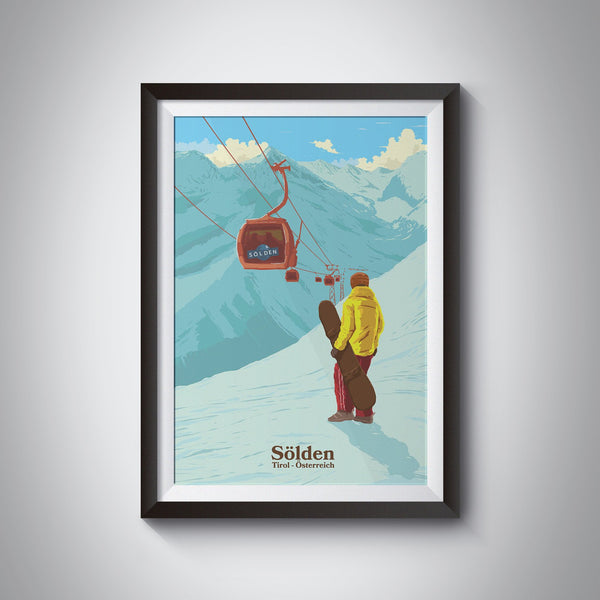 Solden Snowboarding Travel Poster
