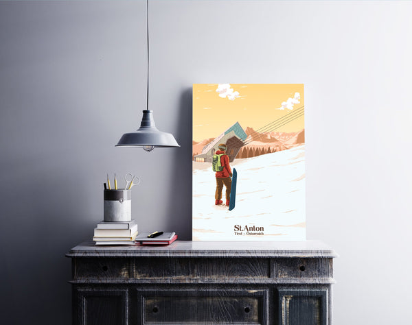 St Anton Snowboarding Travel Poster