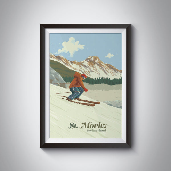 St Moritz Switzerland Ski Resort Travel Poster